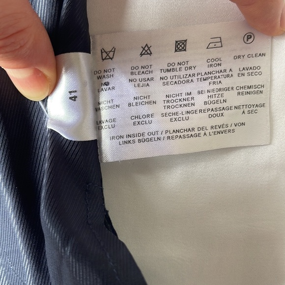 Esprit Tulip-Shaped Skirt With Front Pleats Thin Stripes Navy Blue Grey Size 8 - Picture 11 of 15